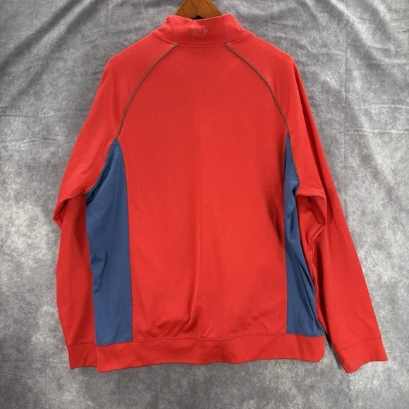 Vineyard Vines Quarter Zip Mens XL Red Pullover Golf Lightweight Long Sleeve - Picture 4 of 5